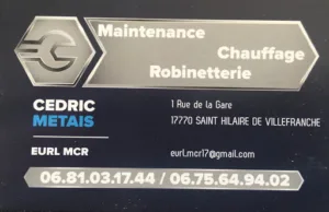 EURL MCR : MAINTENANCE CHAUFFAGE ROBINETTERIE à Saint-Hilaire-de-Villefranche